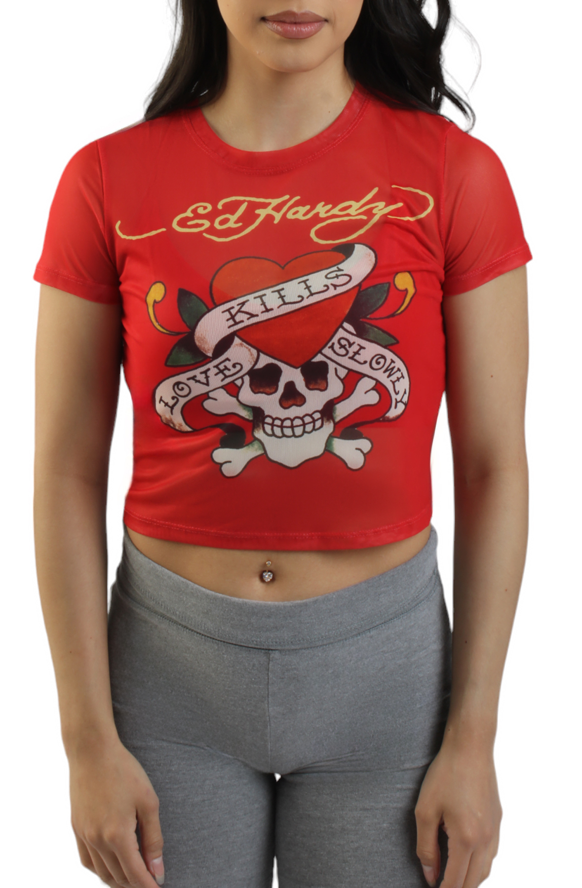 Mesh Skull Cropped Tee