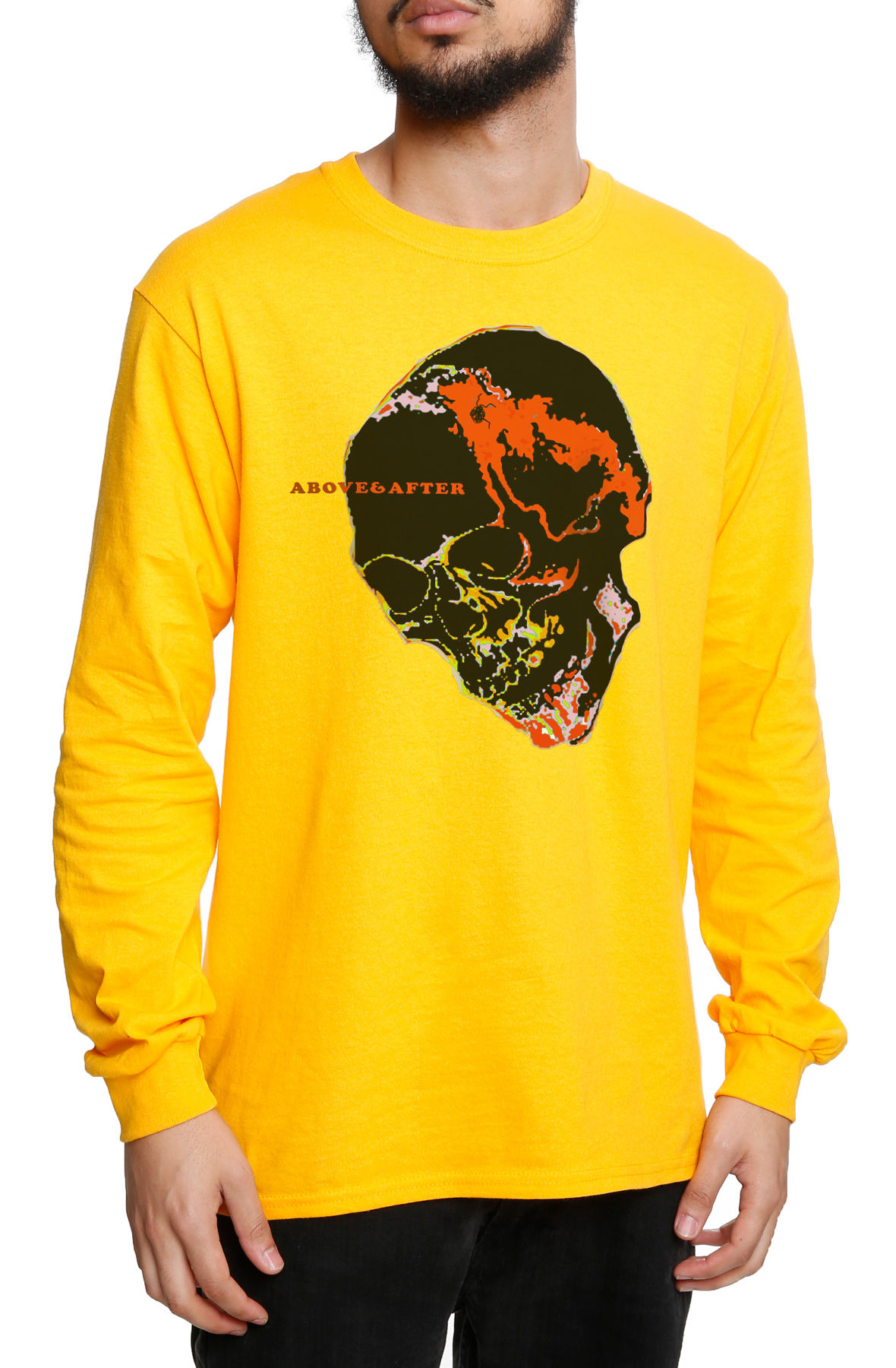 The Label Skull Long Sleeve Tee in Gold