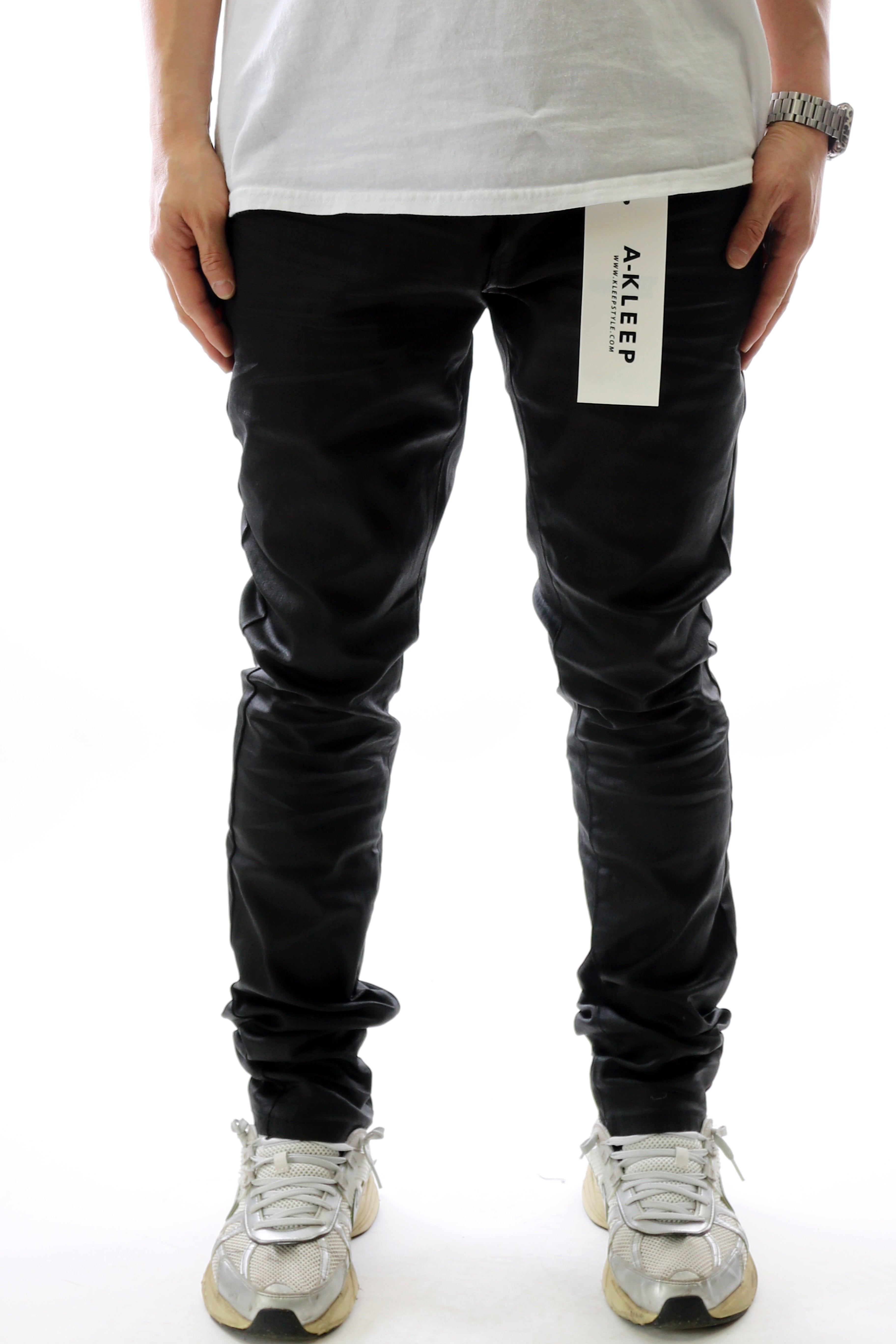 COLINS Men's Premium Wax Coated Skinny Denim Pants