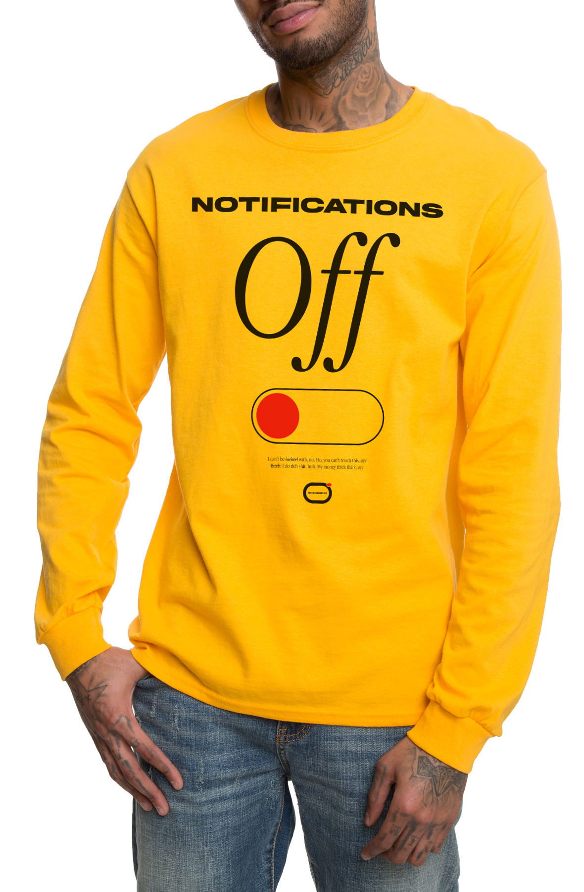The Notifications Off Long Sleeve Tee in Gold