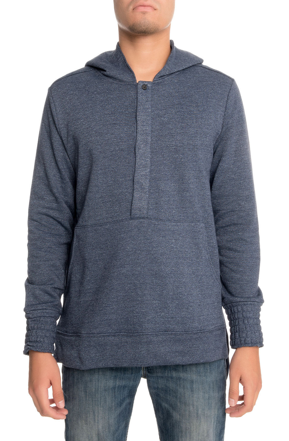 The Genii Knit Denim Hoodie in Navy