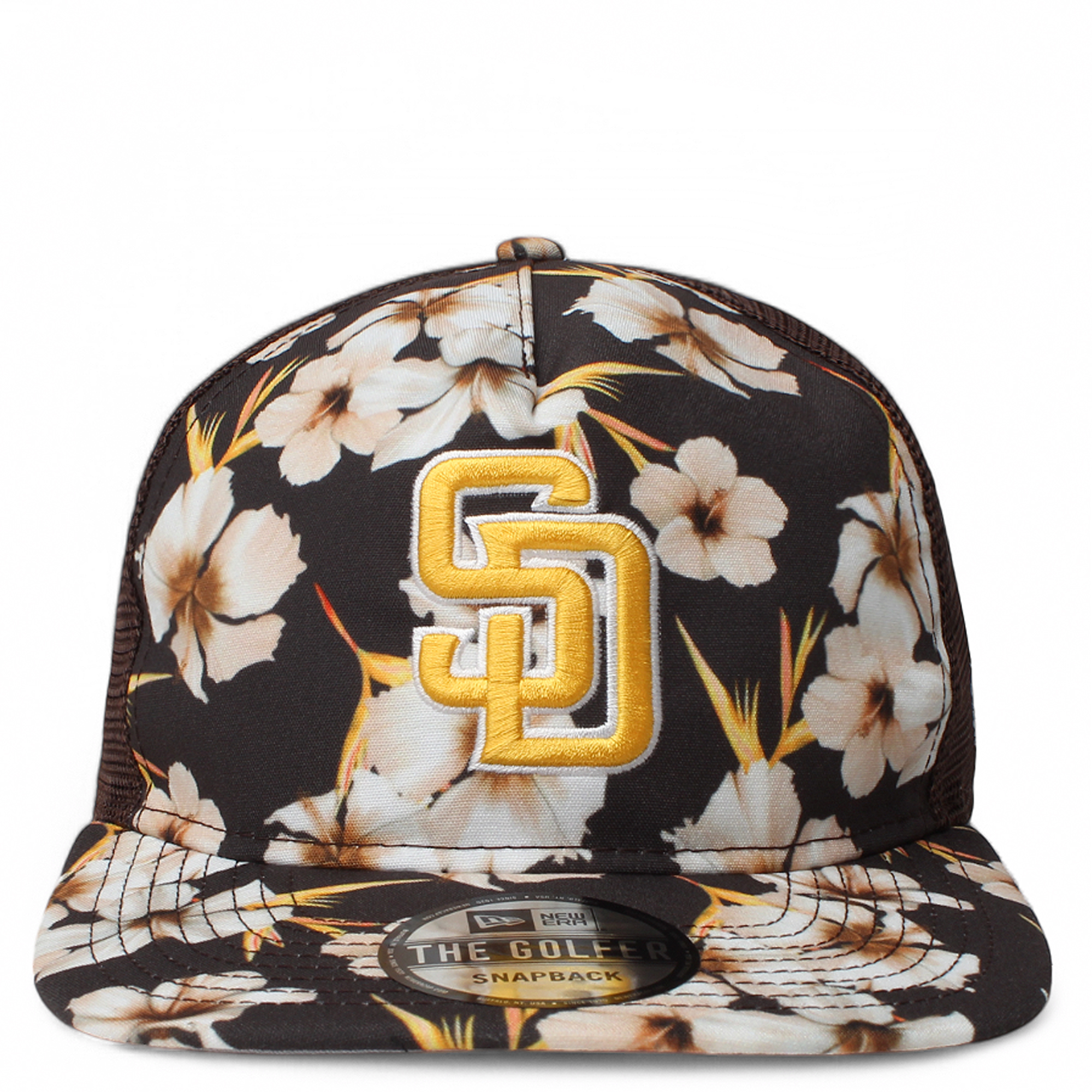 MLB San Diego Padres Tropic Floral Golfer Lightly Structured Snapback Hat