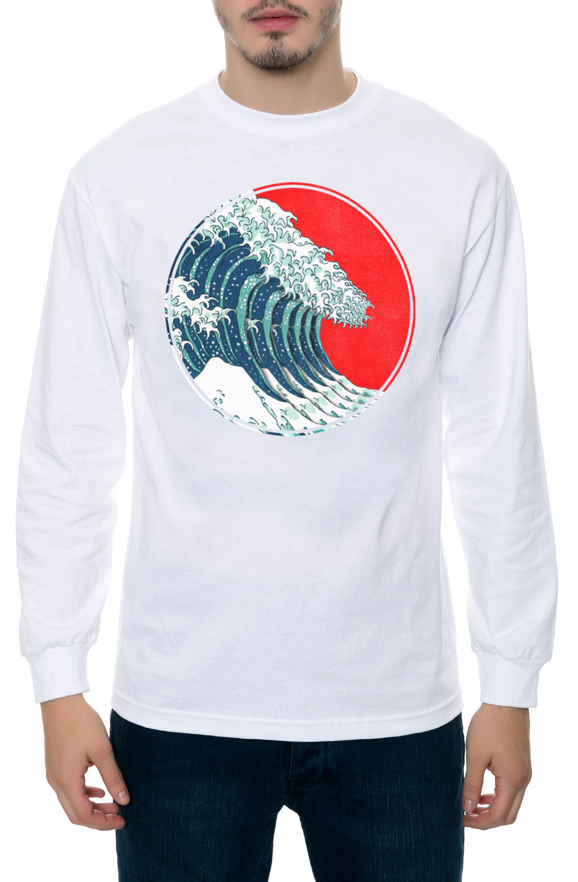 The Hokusai Circle Long Sleeve Tee in White