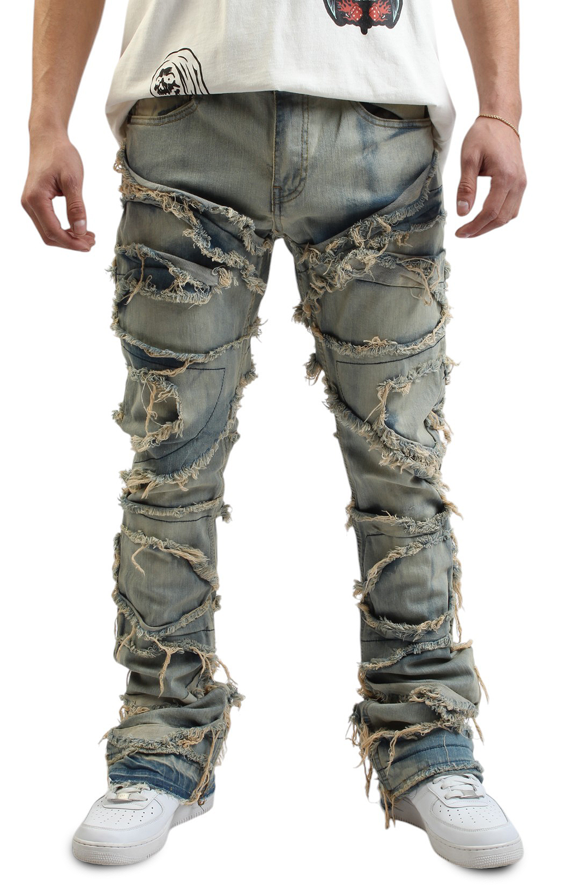 Chaos Stacked Shredded Jean