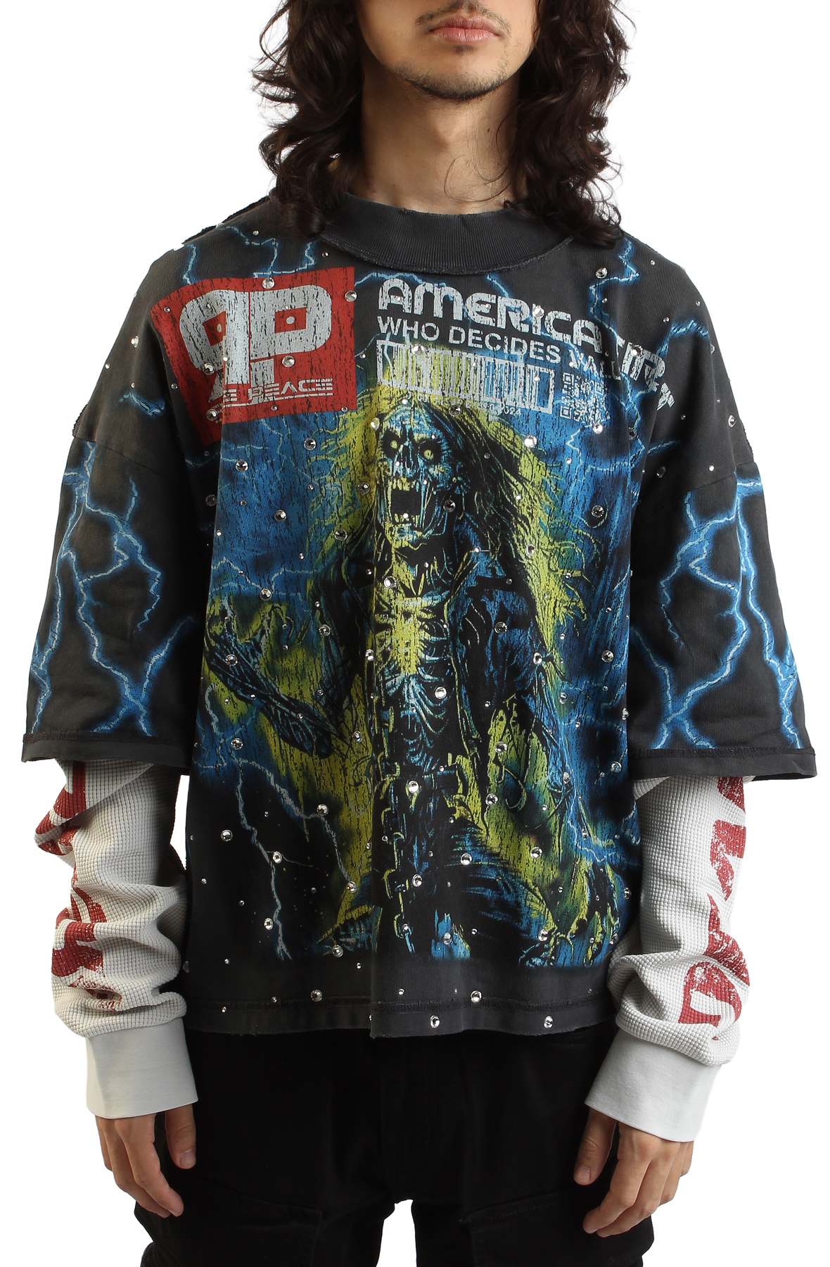 Electrocuted Graphic Crop Long Sleeve T-shirt