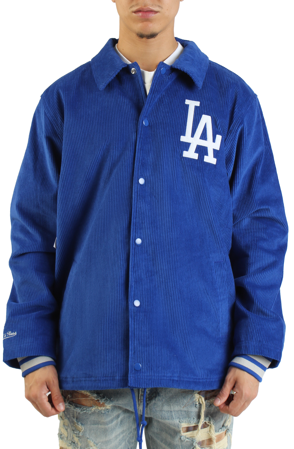 MLB Los Angeles Dodgers Logo Off The Bus Corduroy Coaches Vintage Jacket