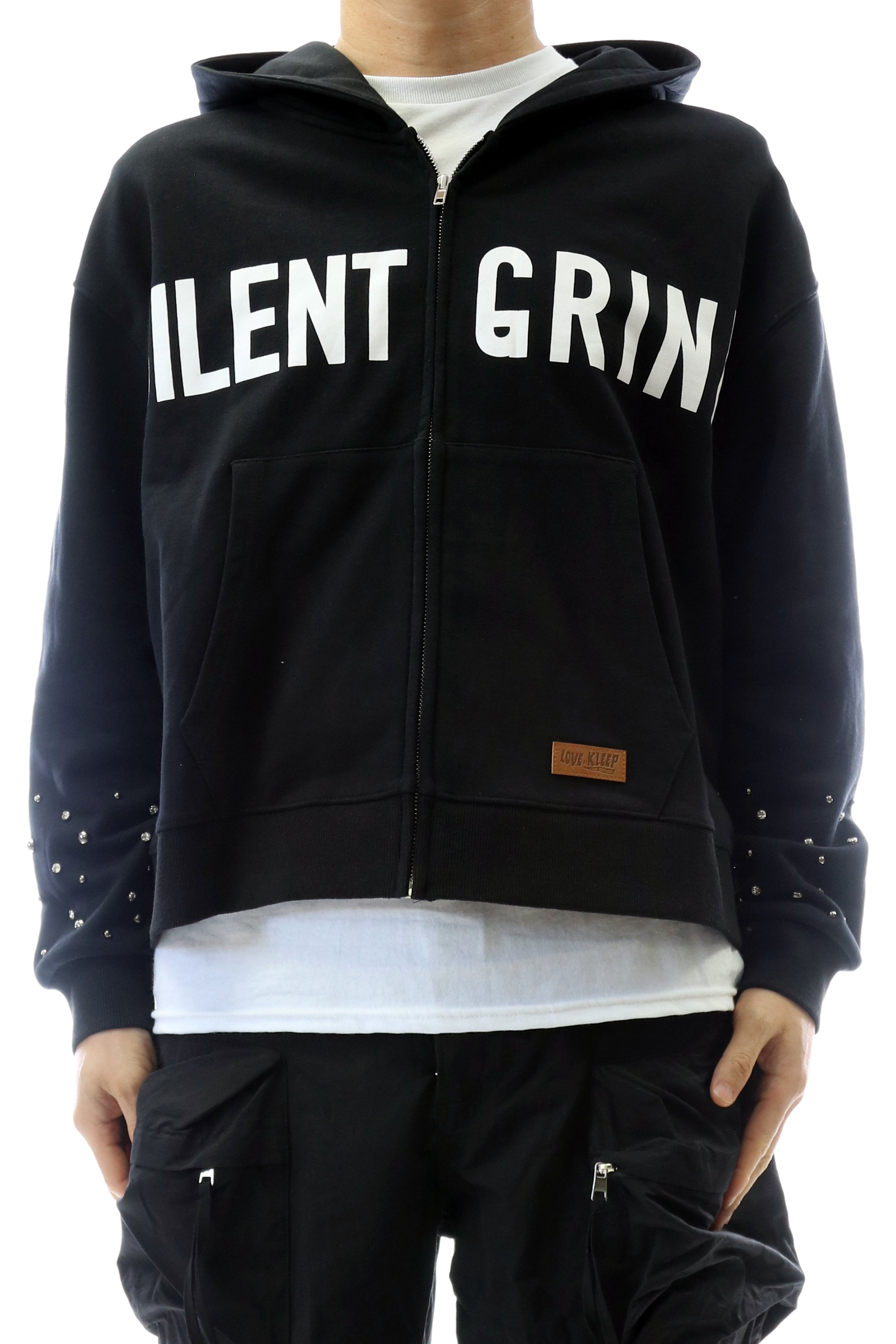 NEW KARAN French Terry Long Sleeve Crop Top Full Zip Hoodie