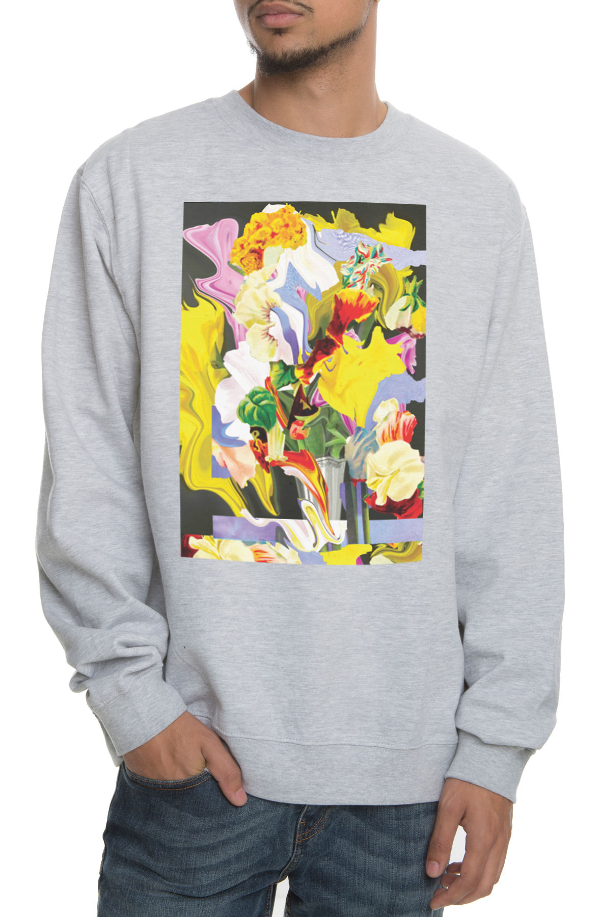 The Encompassing Flower Crewneck Sweatshirt in Heather Grey