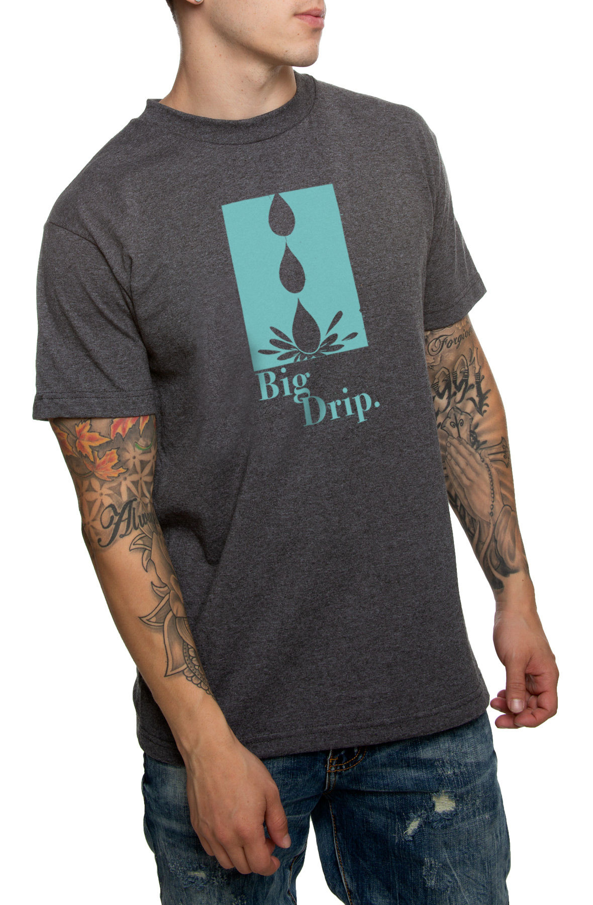 The Big Drip Tee in Charcoal Heather