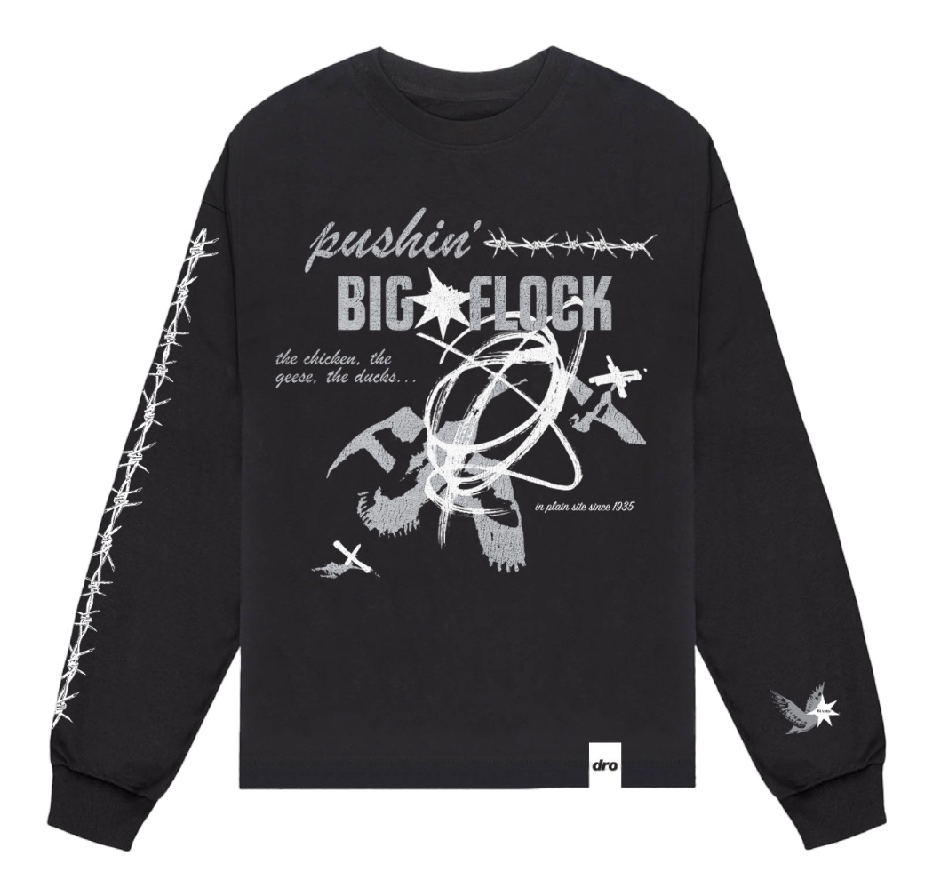 Pushin' Big Flock long sleeve tee - Black