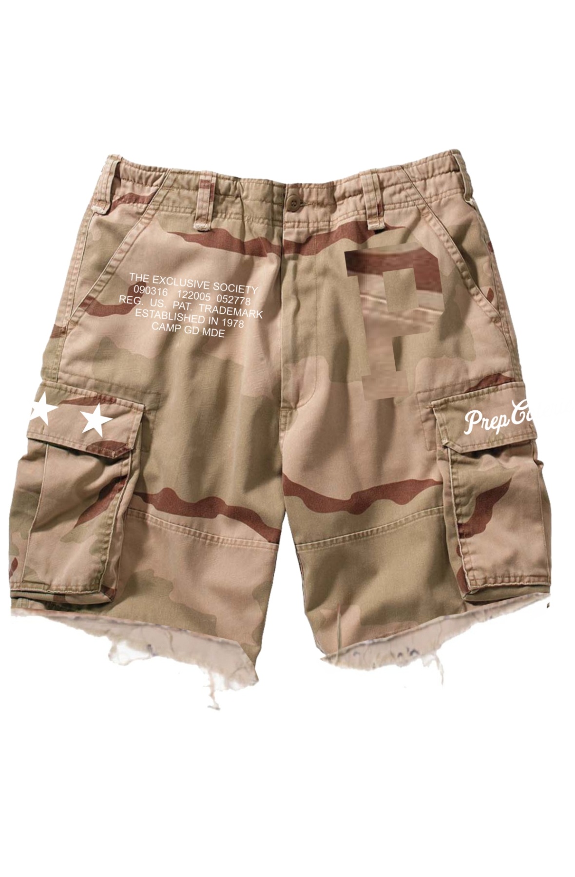 Stars Cutoff Tri Color Camo  Cargo Shorts