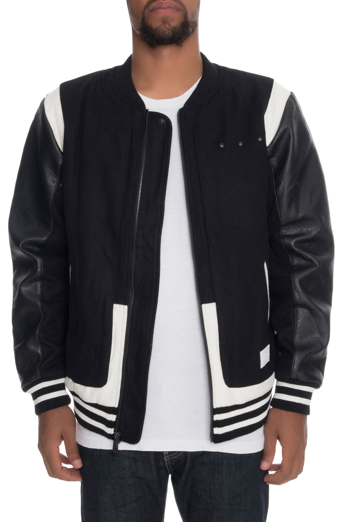 The Challenger Varsity Jacket in and White I1690301-BWH