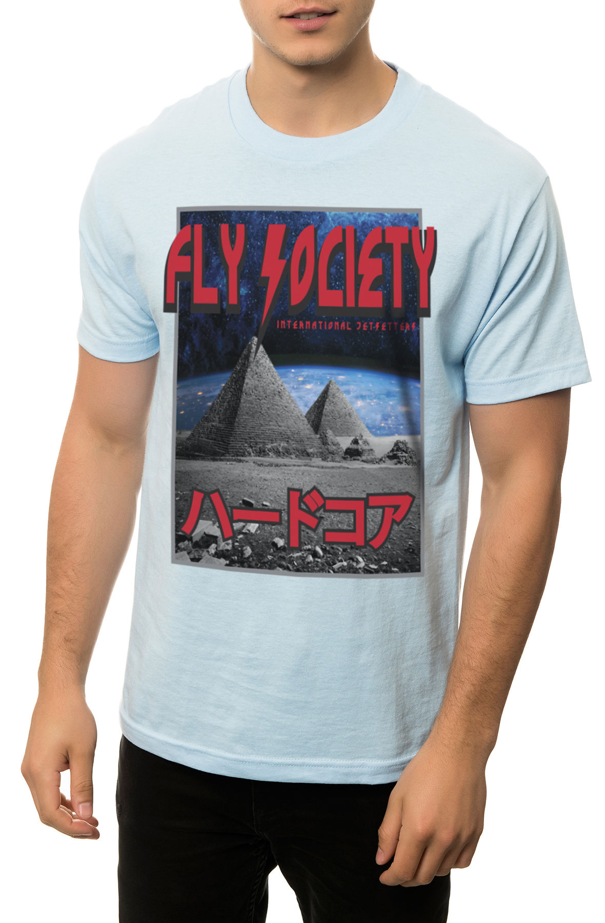 The International Pyramids Tee in Powder Blue