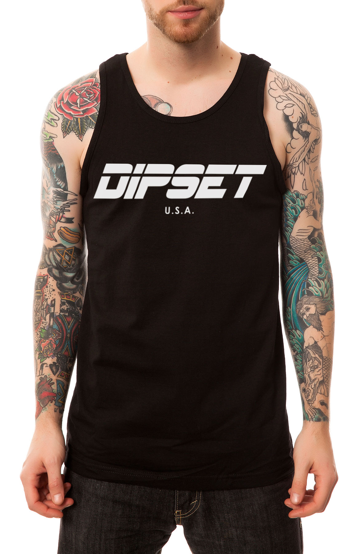 The Dipset USA Logo Tank in Black