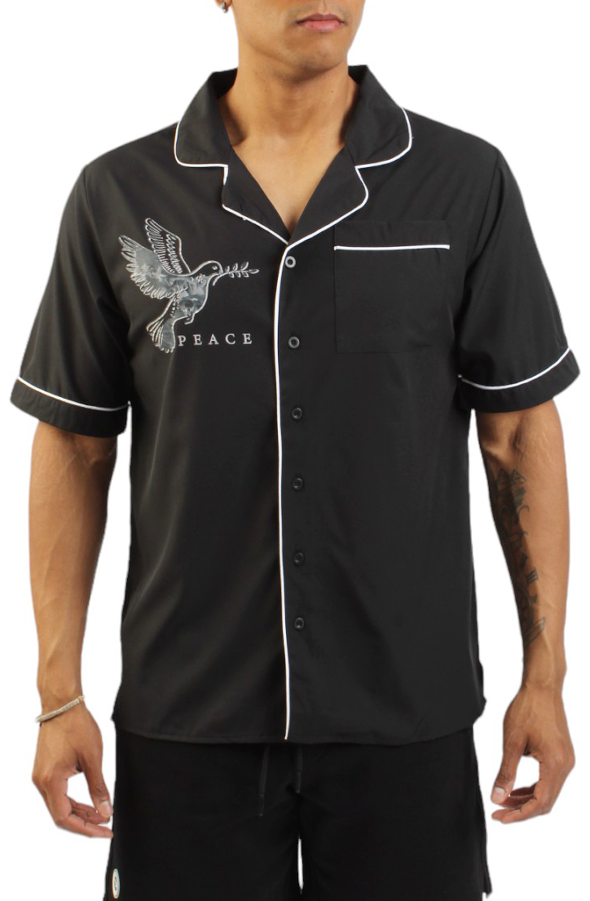 Peace Woven Button-Down Shirt