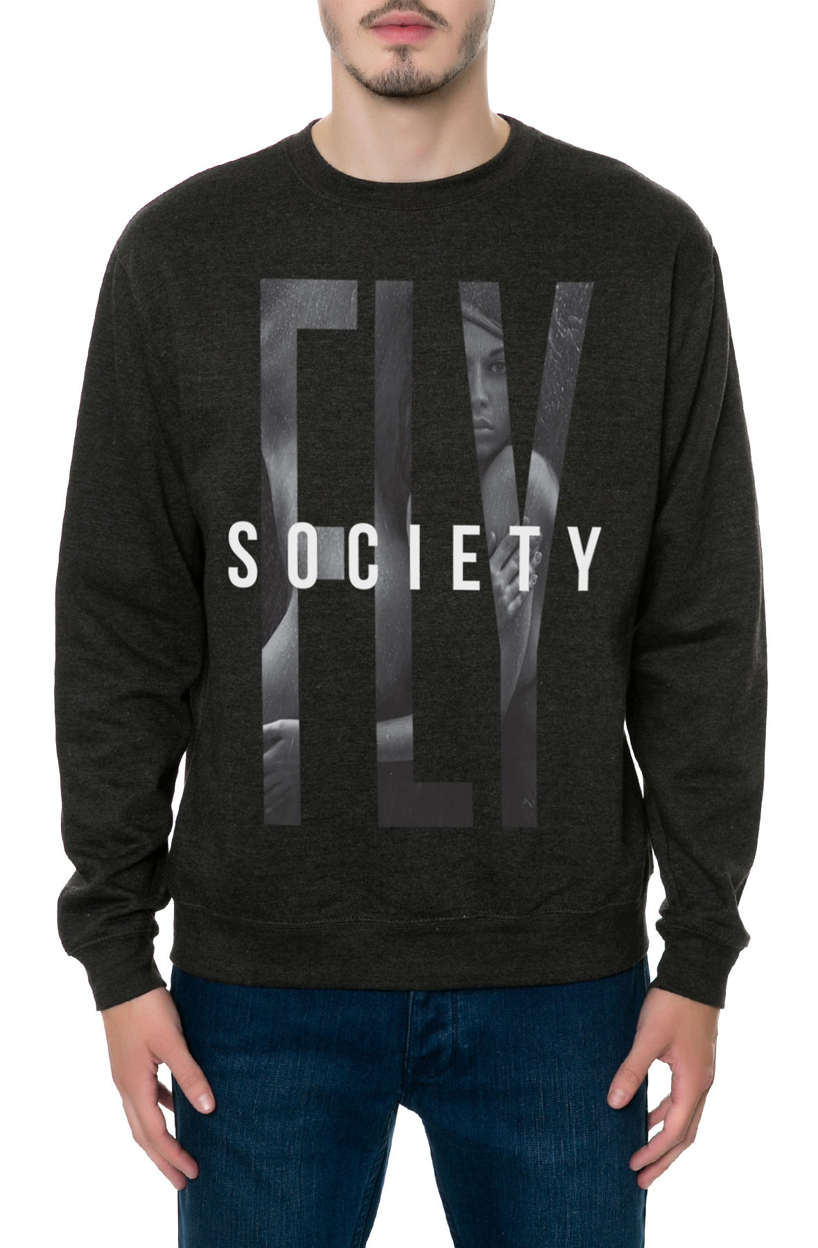 The Let It Rain Crewneck Sweatshirt in Charcoal