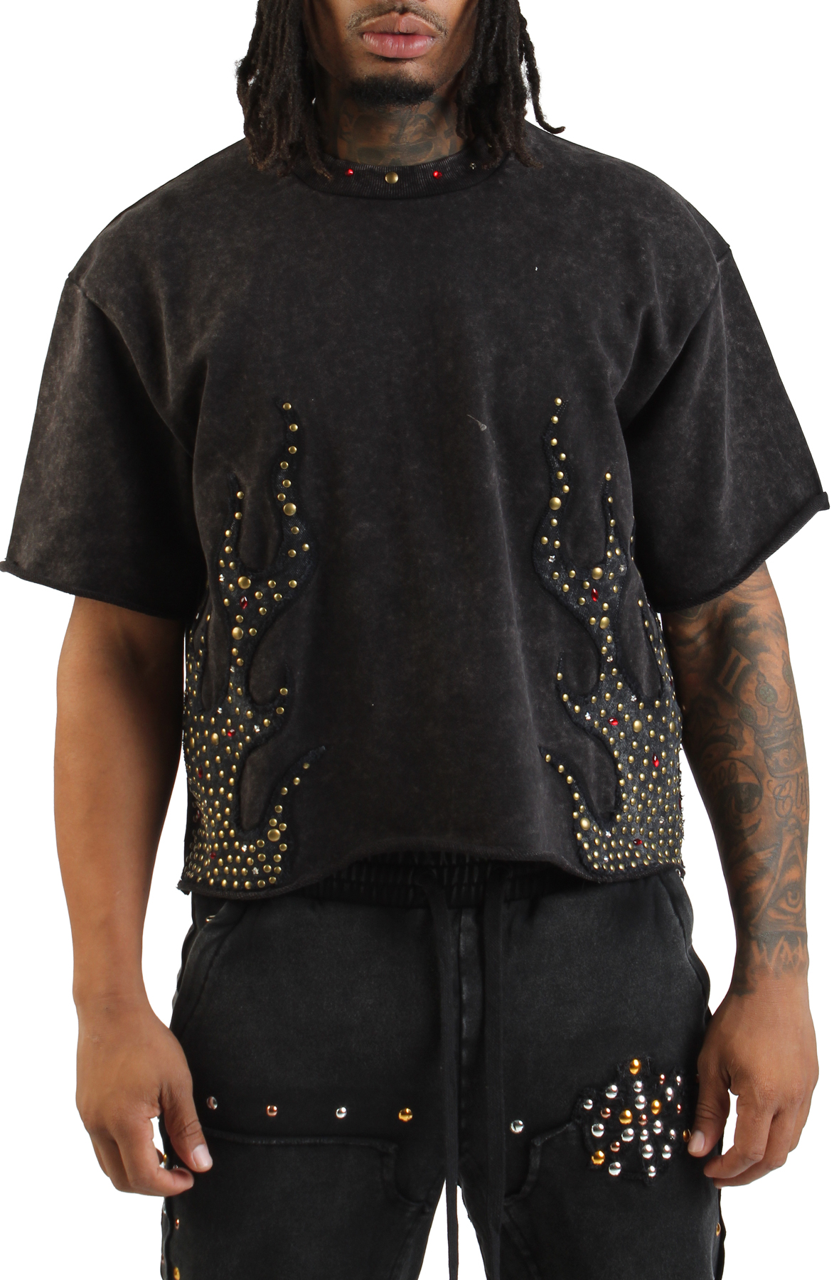 Fire Studded Crop T-Shirt