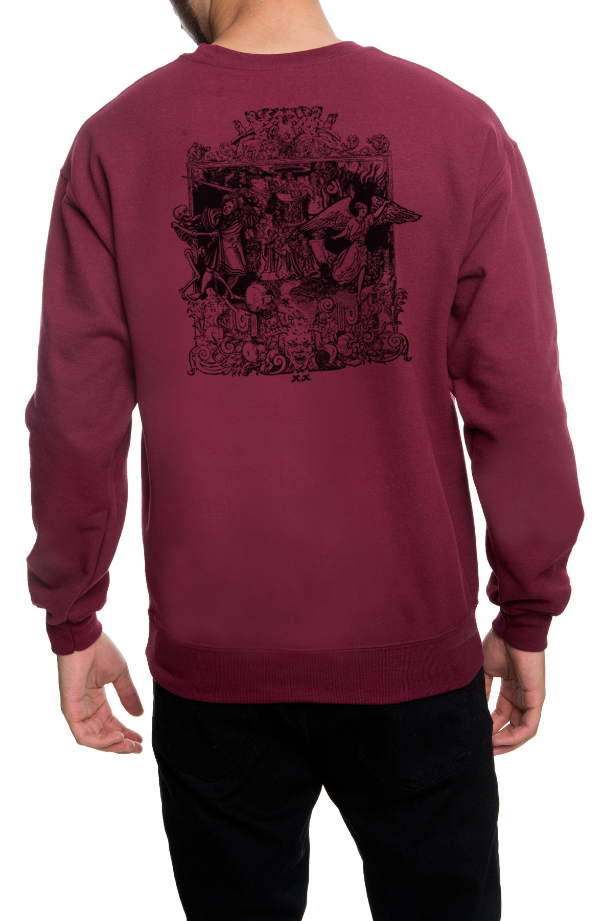 The Dance with Death Crewneck Sweatshirt in Maroon