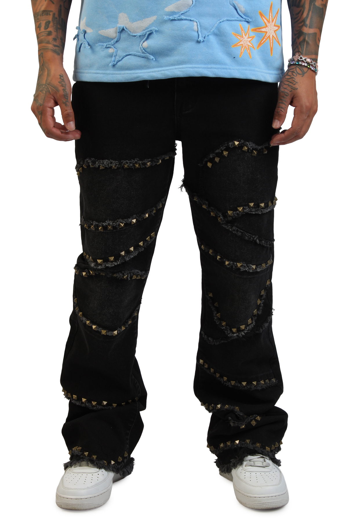 Cluster Pyramid Stud Denim