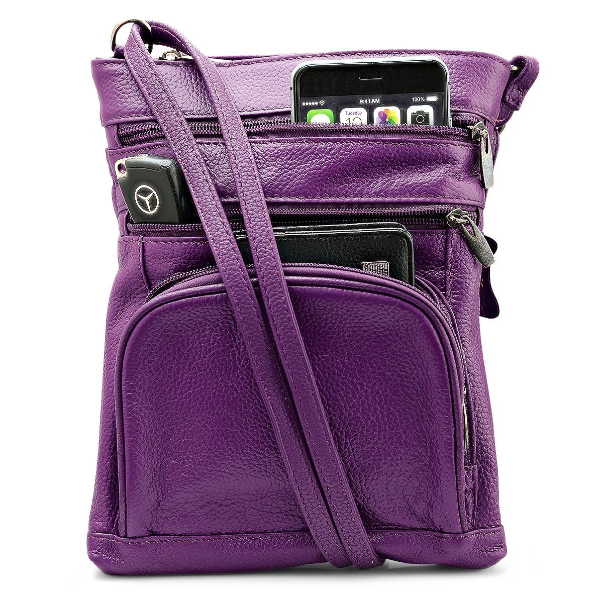 SteelTime Unisex Leather Crossbody Bag With Serenity Prayer
