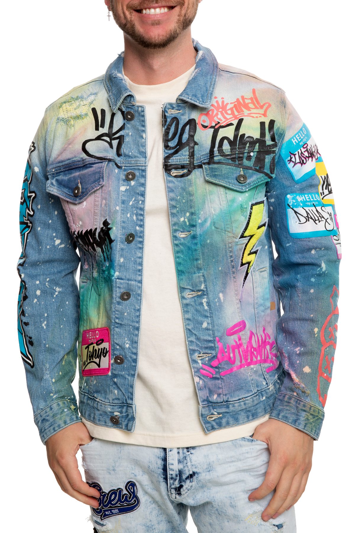 graphic denim jacket