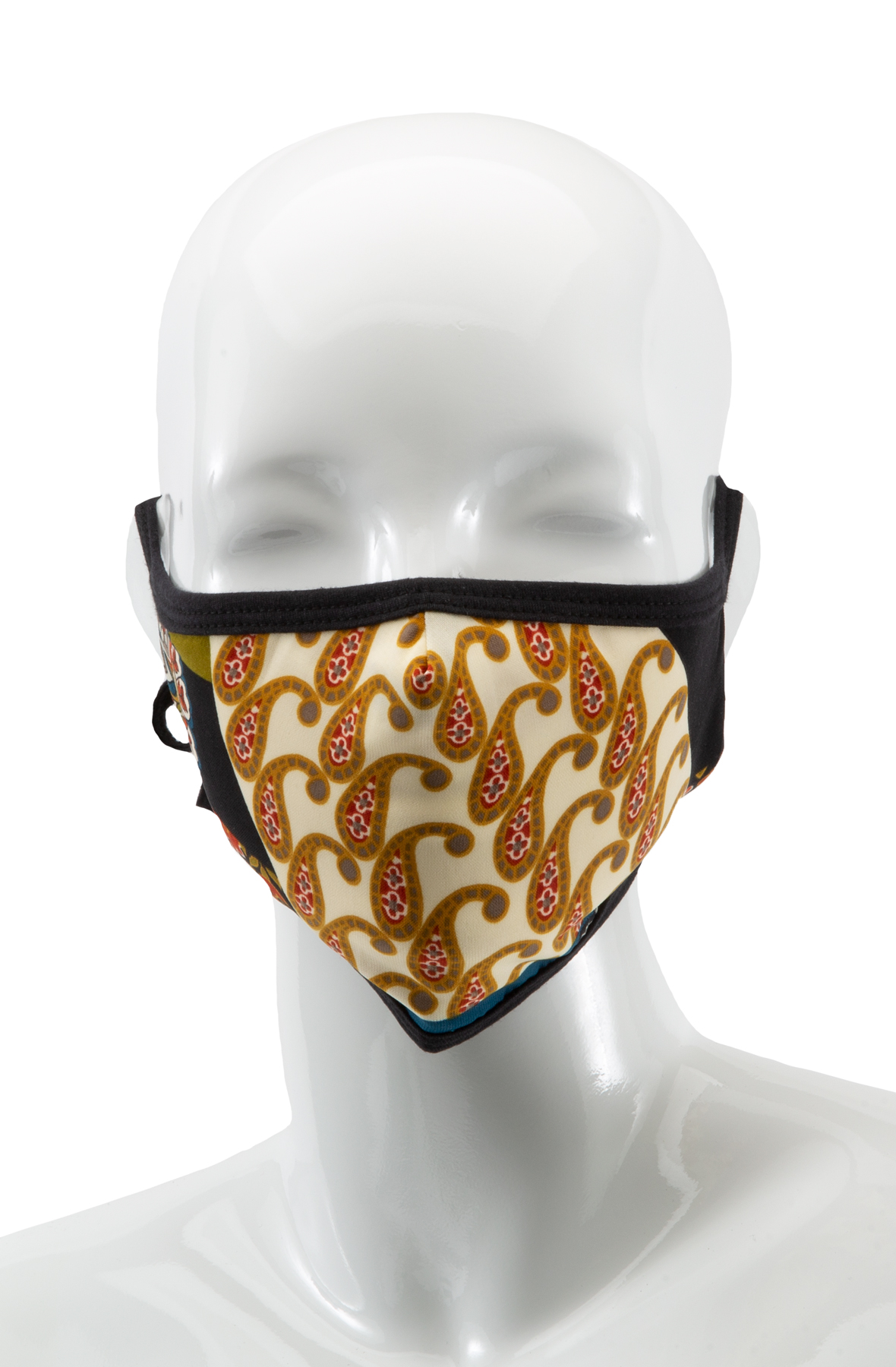 Multi Paisley Silk Mask in Red/Navy