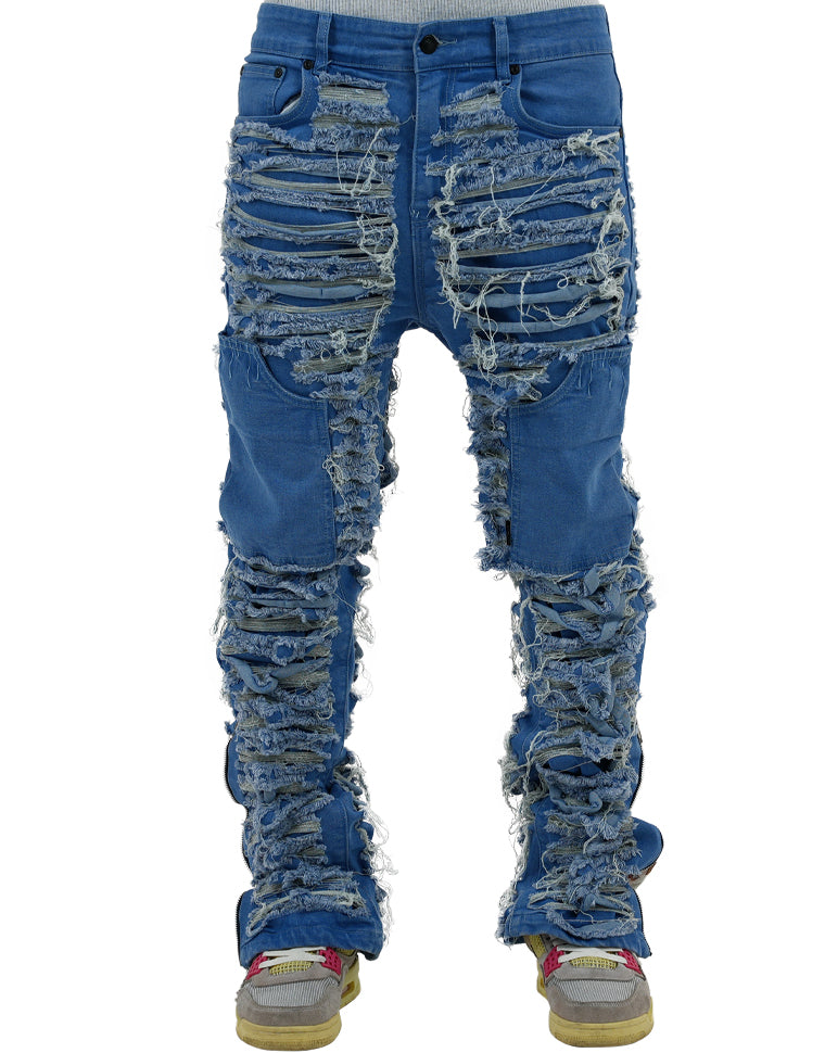 Dawn Damaged Flared Stacked Jeans