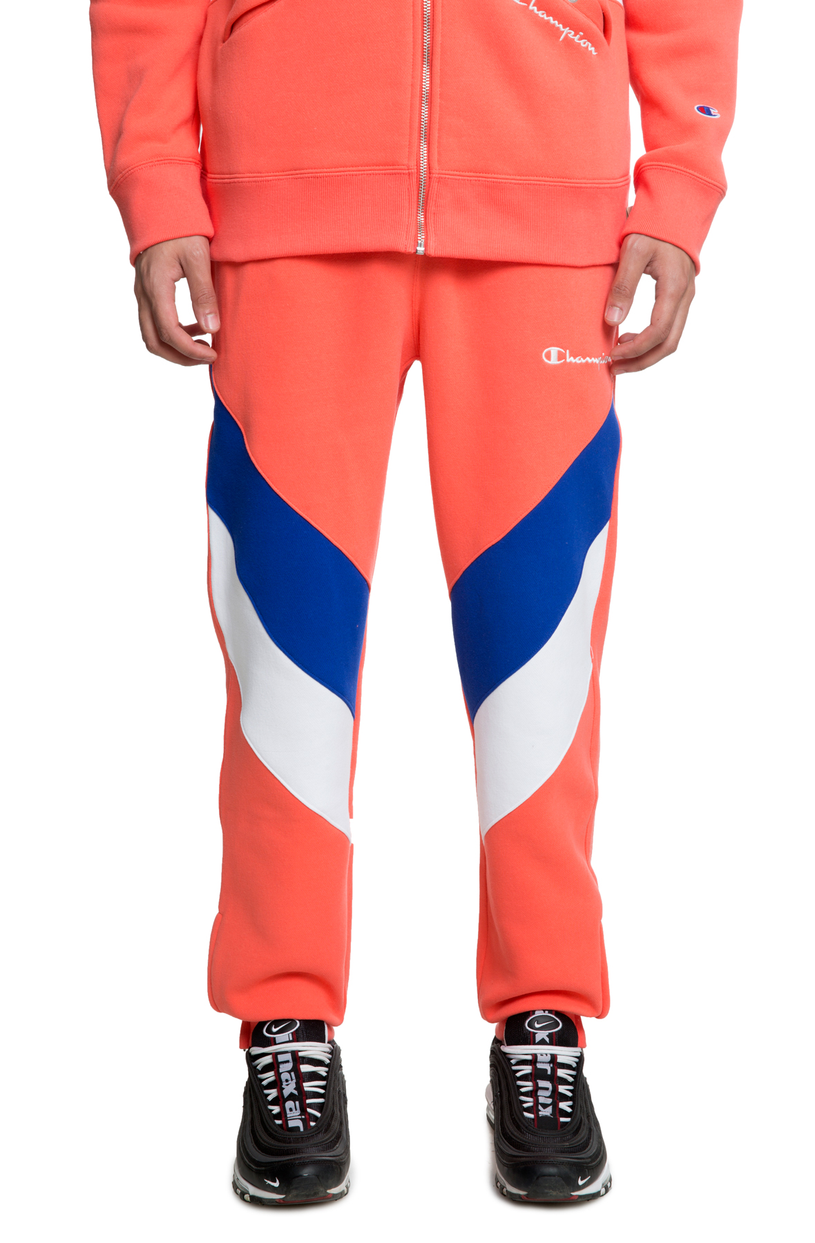 The Reverse Weave Colorblock Track Pant In Orange