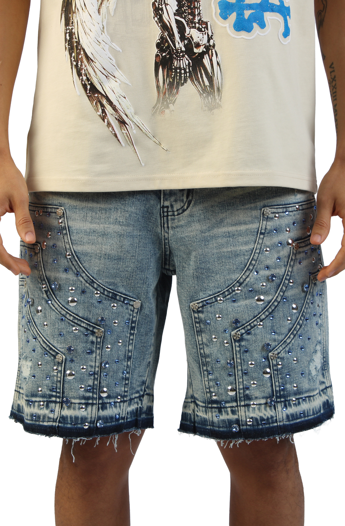 Studded Side Panel Shorts