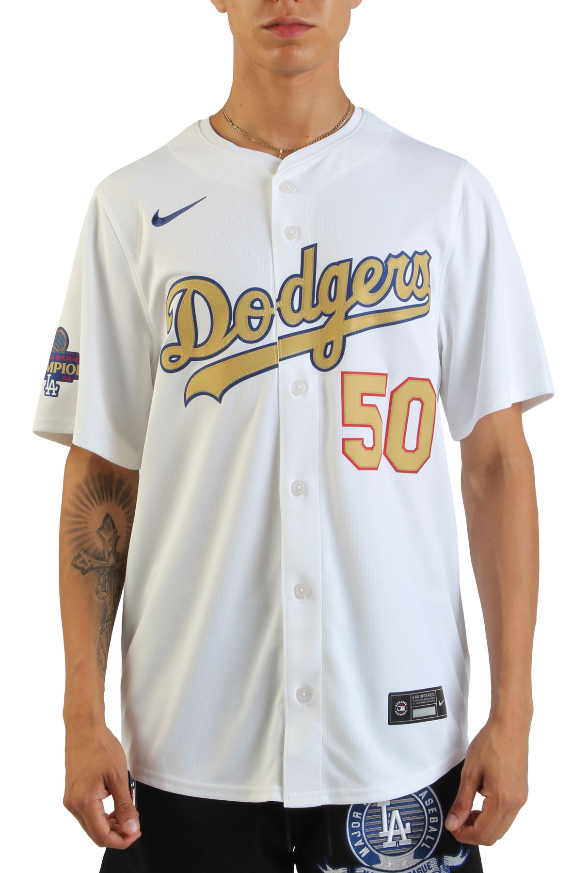 Nike MLB Los Angeles Dodgers Mookie Betts #50 Gold Collection Jersey