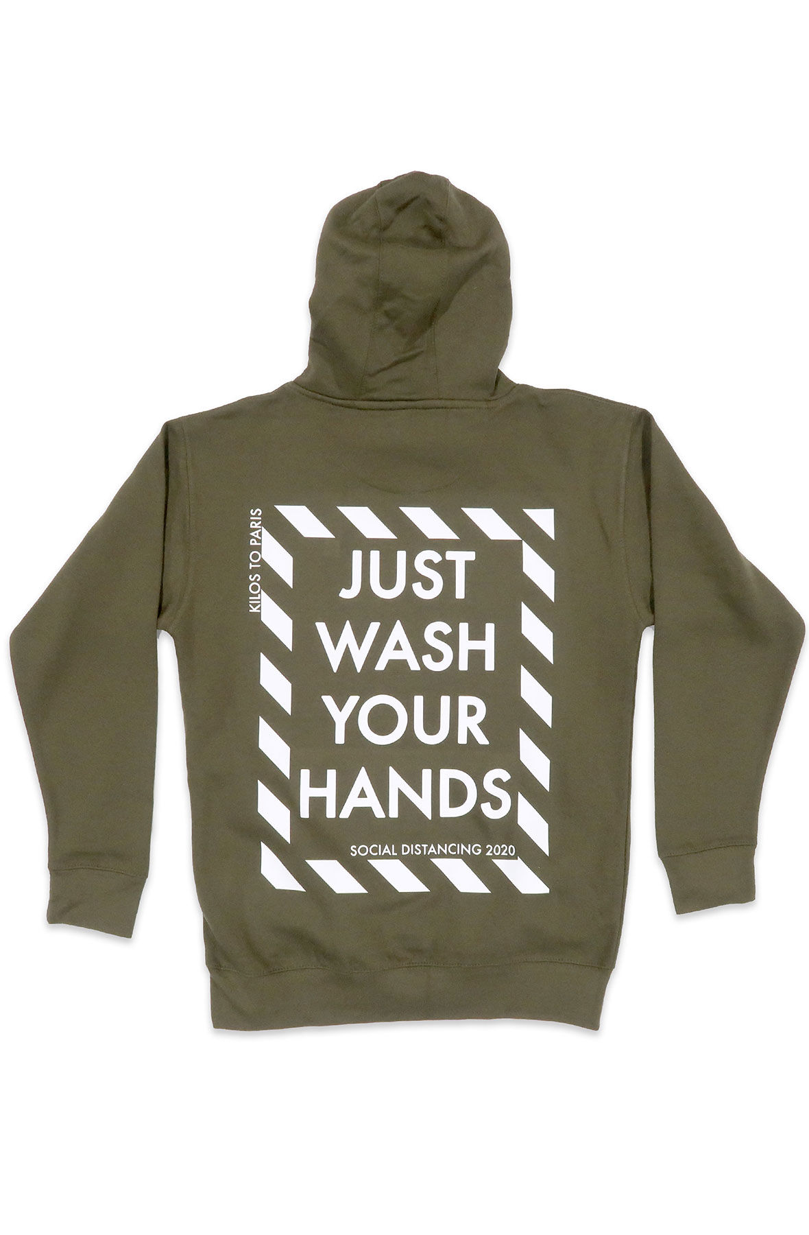 just wash your hands hoodie in olive