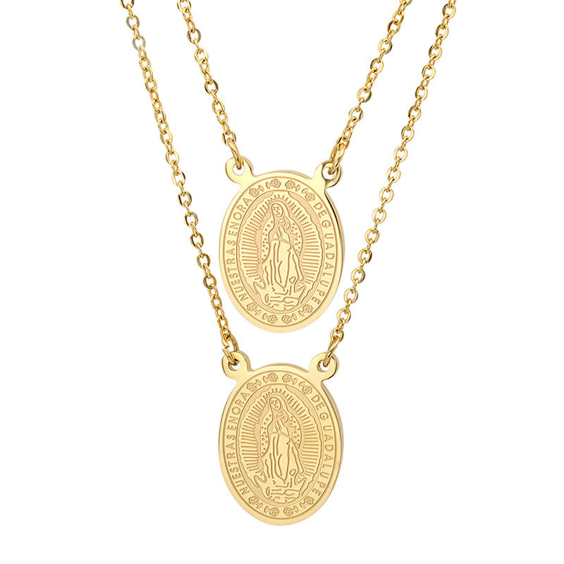 Virgin Mary Oval Scapular Necklace