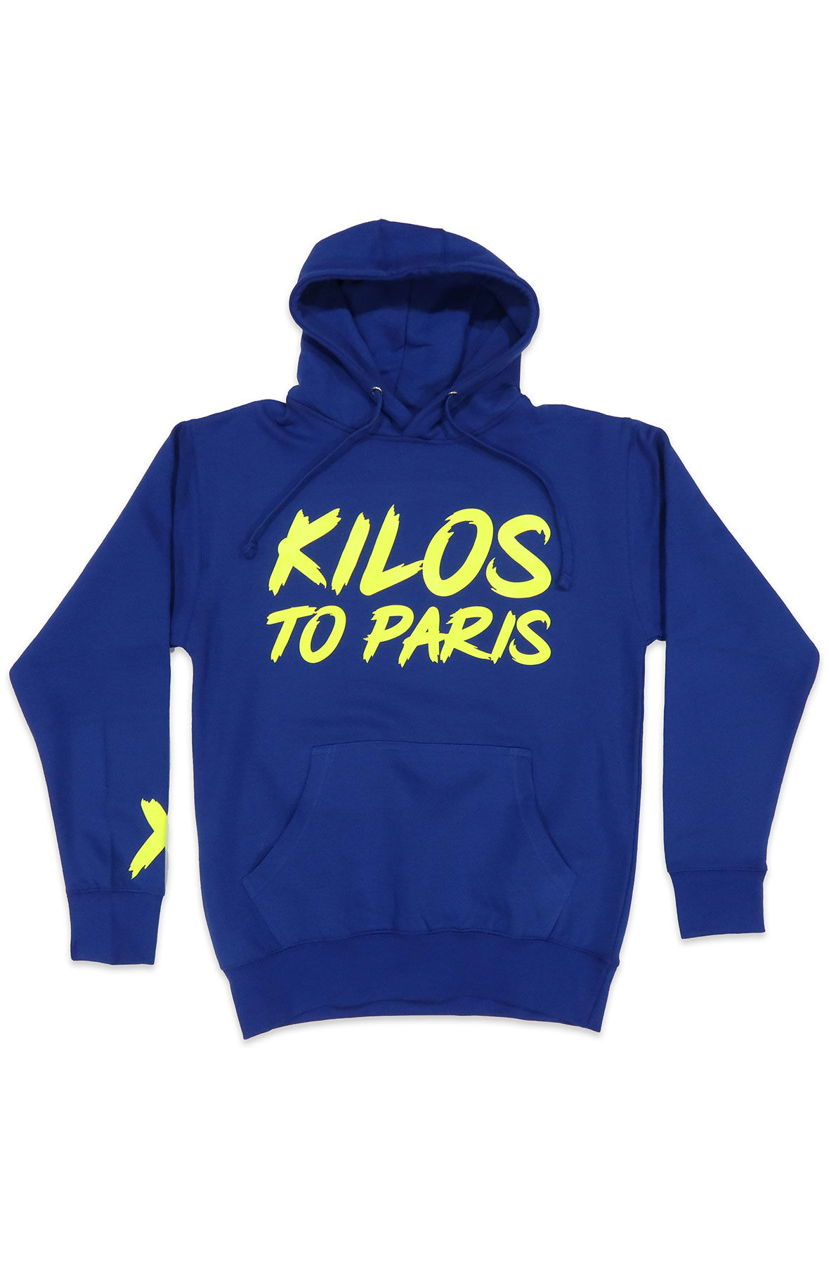 Kilos To Paris V2 Hoodie in Blue and Neon Yellow