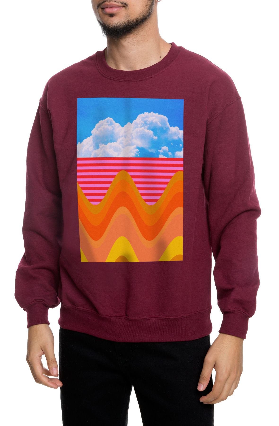 The Pathways Through Existence Crewneck Sweatshirt in Maroon