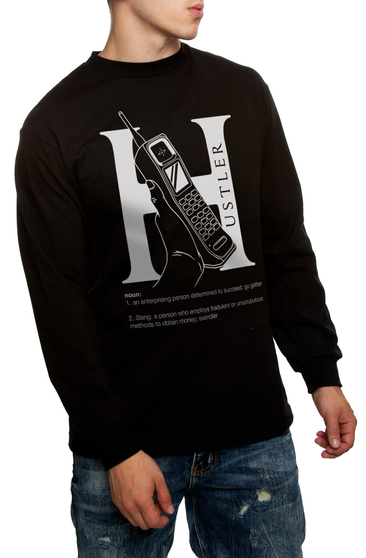 The Block Phone Long Sleeve Tee in Black