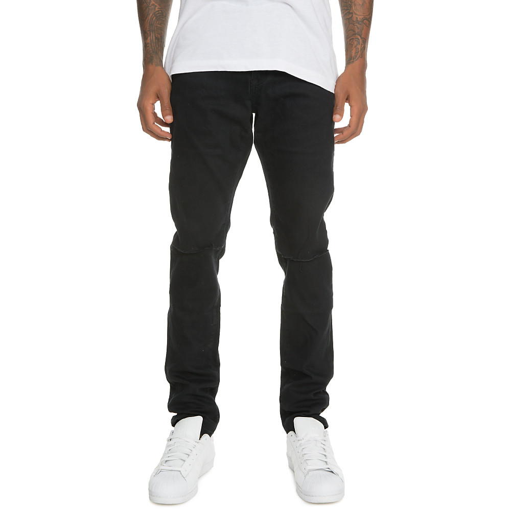 Daily Knee Slit Denim Jeans Black