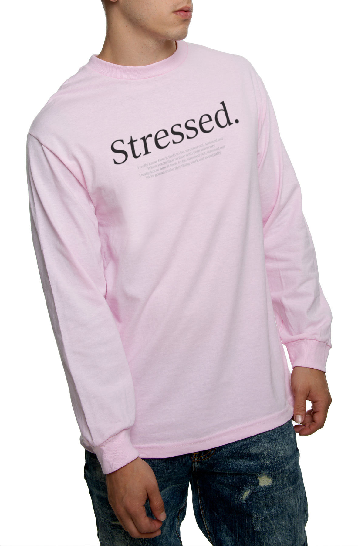 The Stressed Long Sleeve Tee in Pink