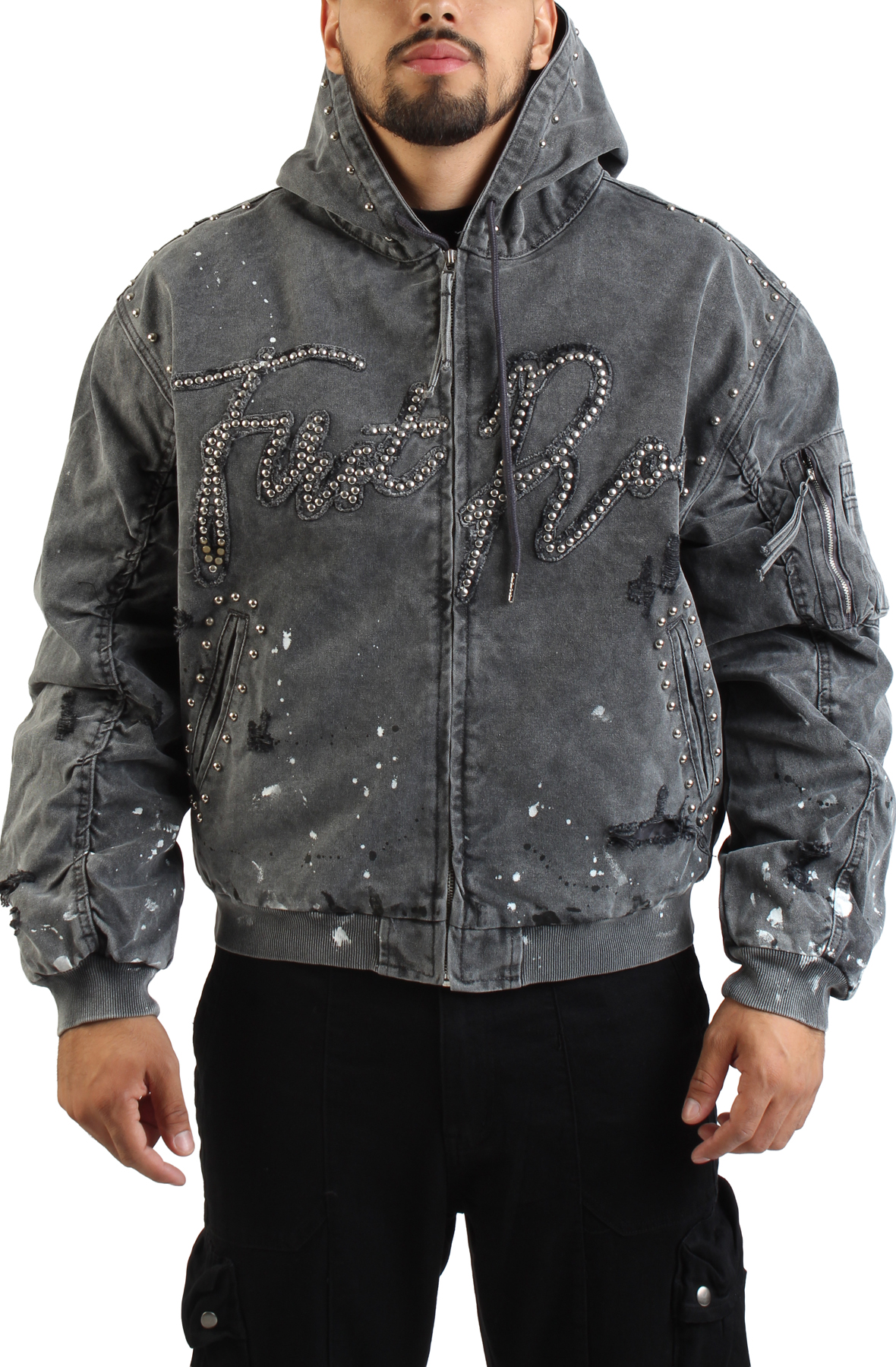 Stud Logo Hood Zip-Up Jacket