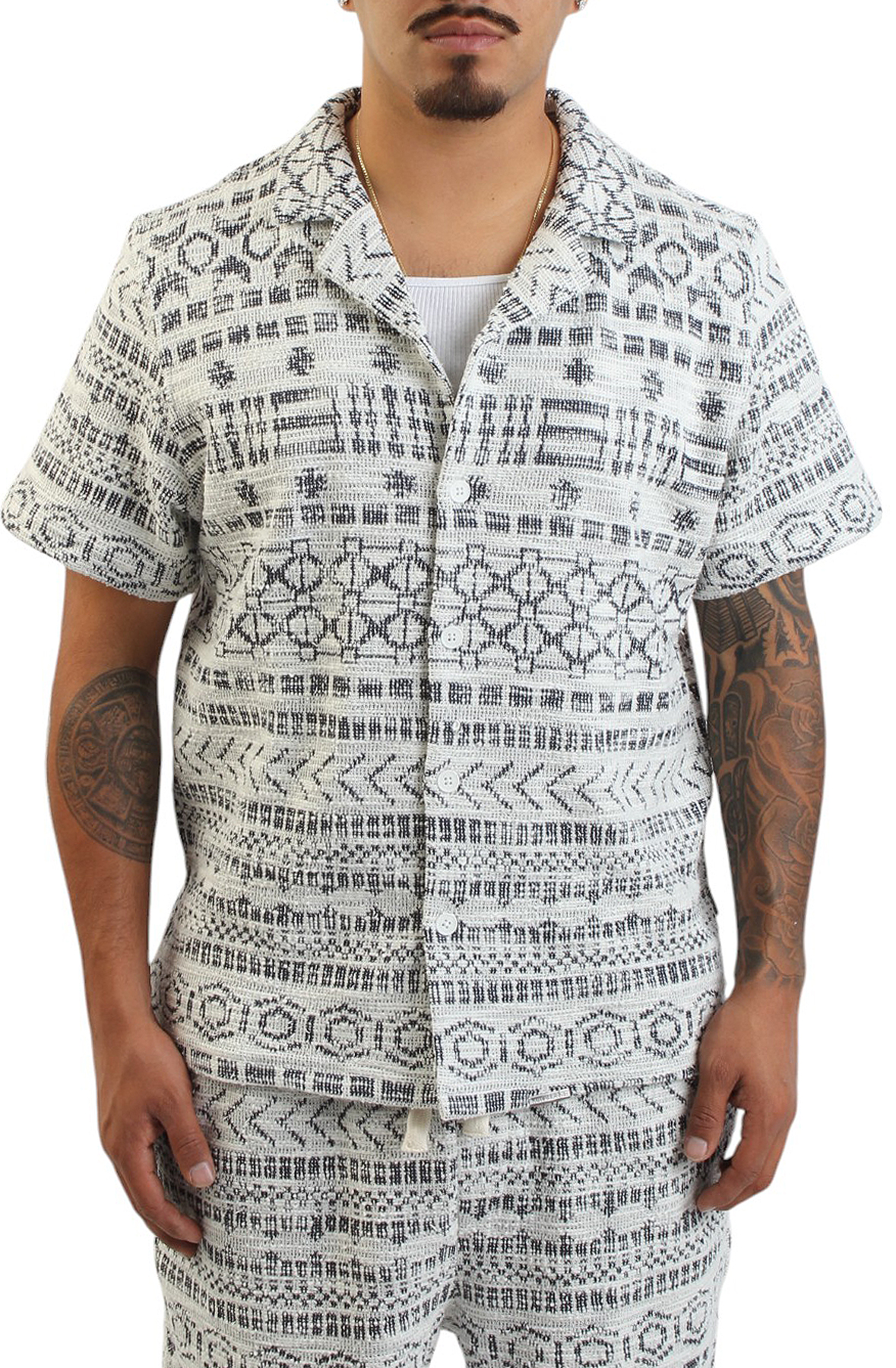 Jacquard Tribal Button Up Shirt