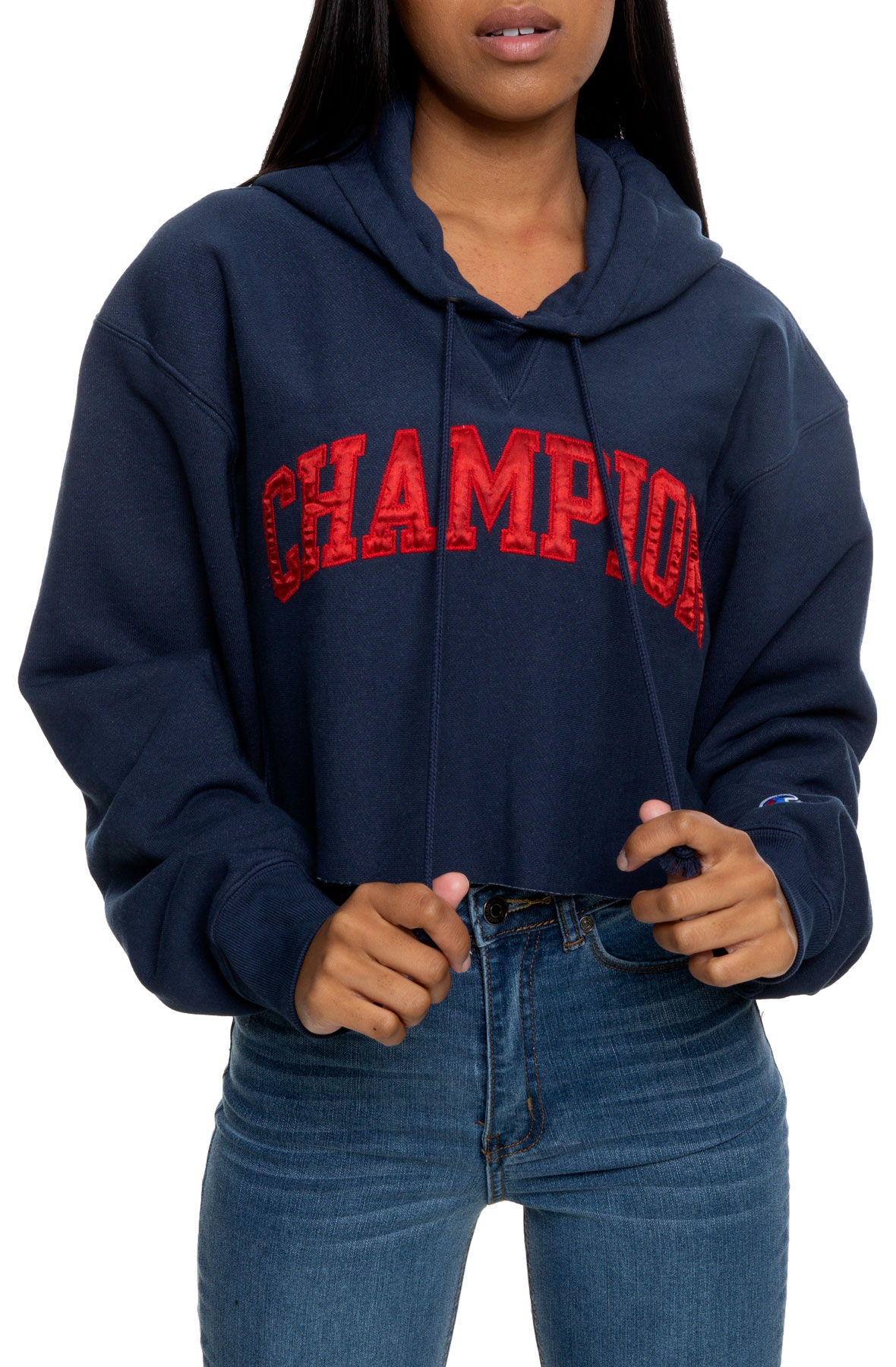 champion cropped hoodie blue