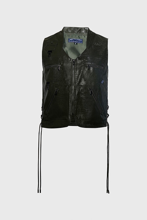 Crocodile Skin Fisherman Utility Vest