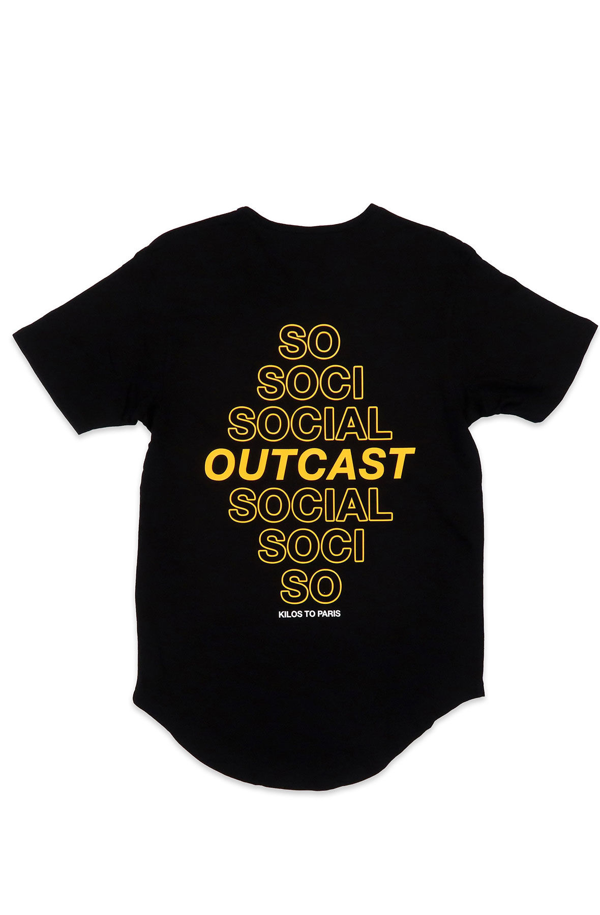 Social Outcast Scoop Tee in Black and Yellow