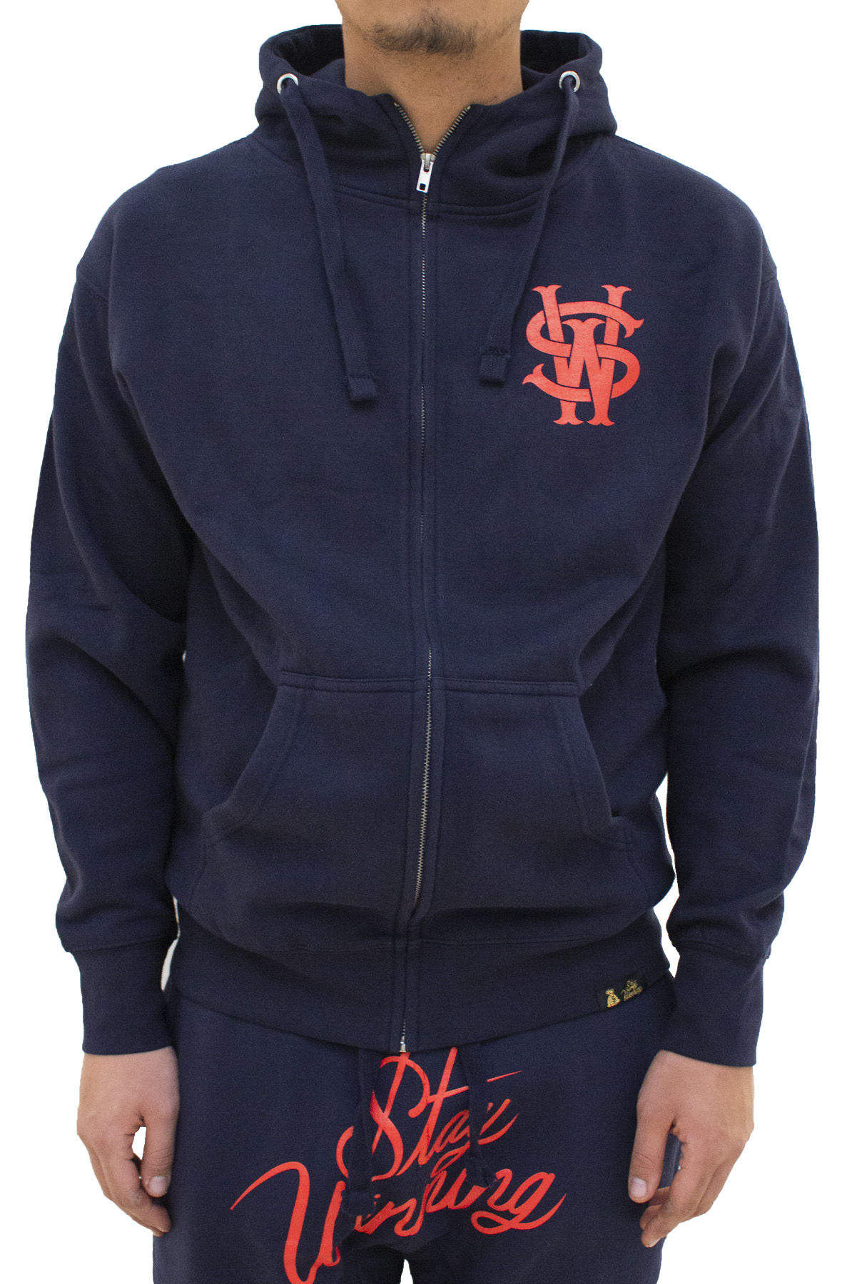 Stay Winning OG/Script Logo Navy/Red Full Zip-Up Hoodie