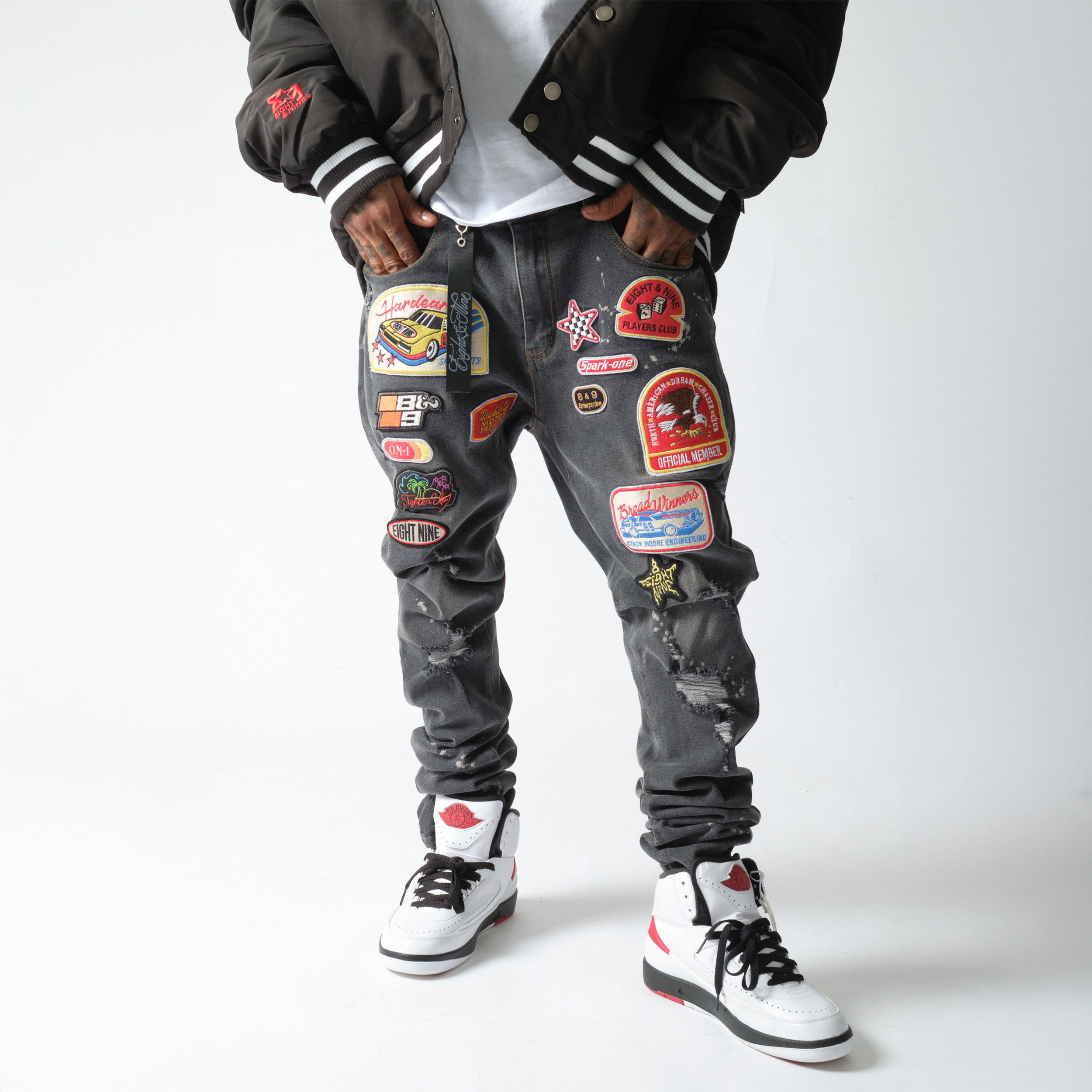 On 1 Patch Denim Jeans Black