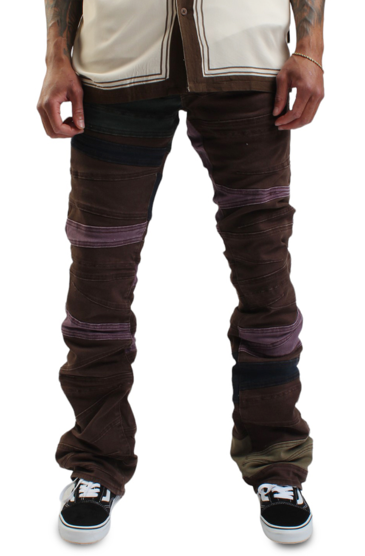 Color Panel Stacked Flare Jean