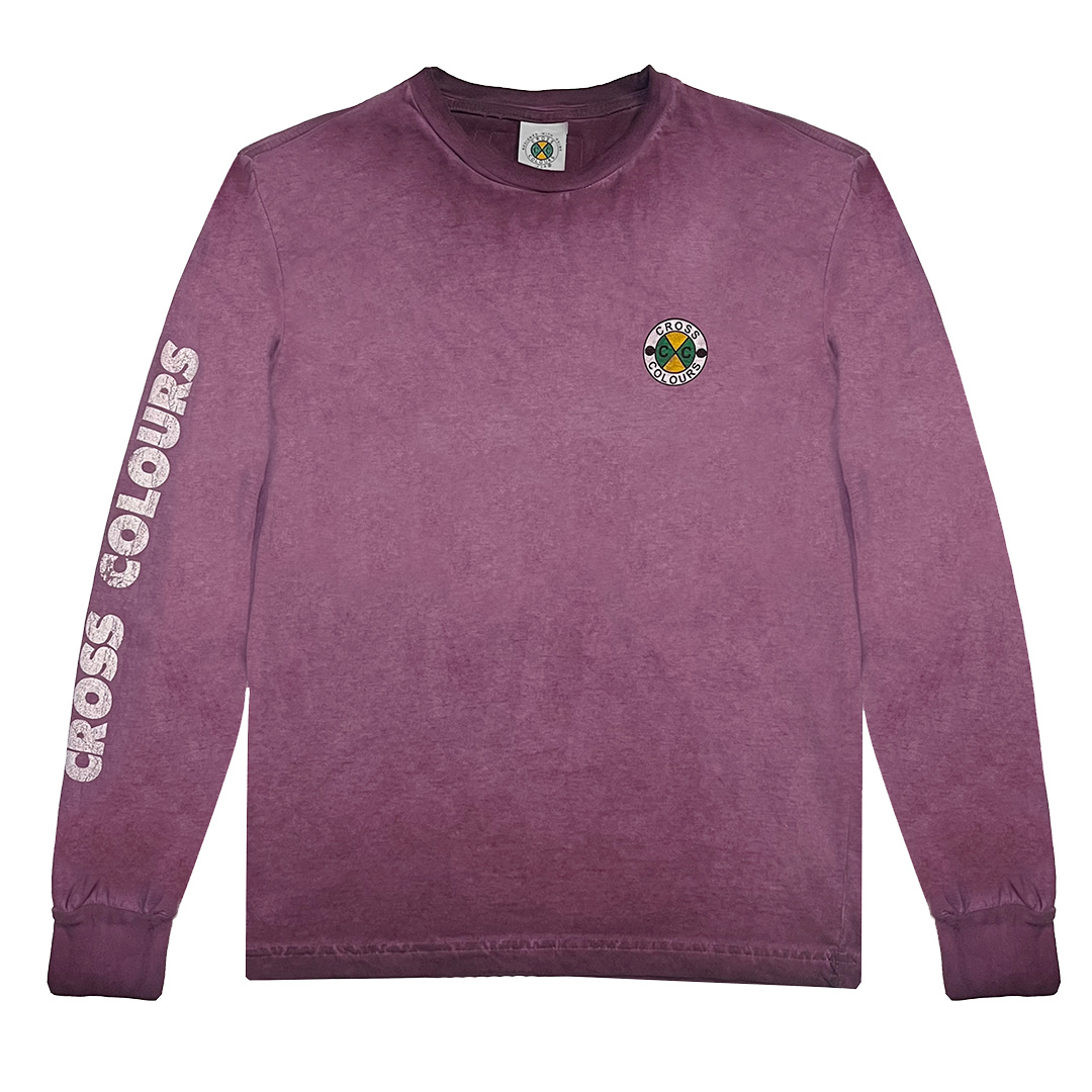 Cross Colours Vintage Circle Logo Long Sleeve Tshirt - Vintage Amethyst