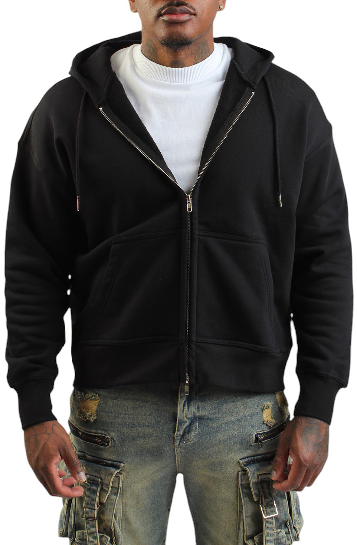 SHIEKH VENDOR Coupe Distressed Zip Hoodie COUPEHOOD001-BLK - Karmaloop