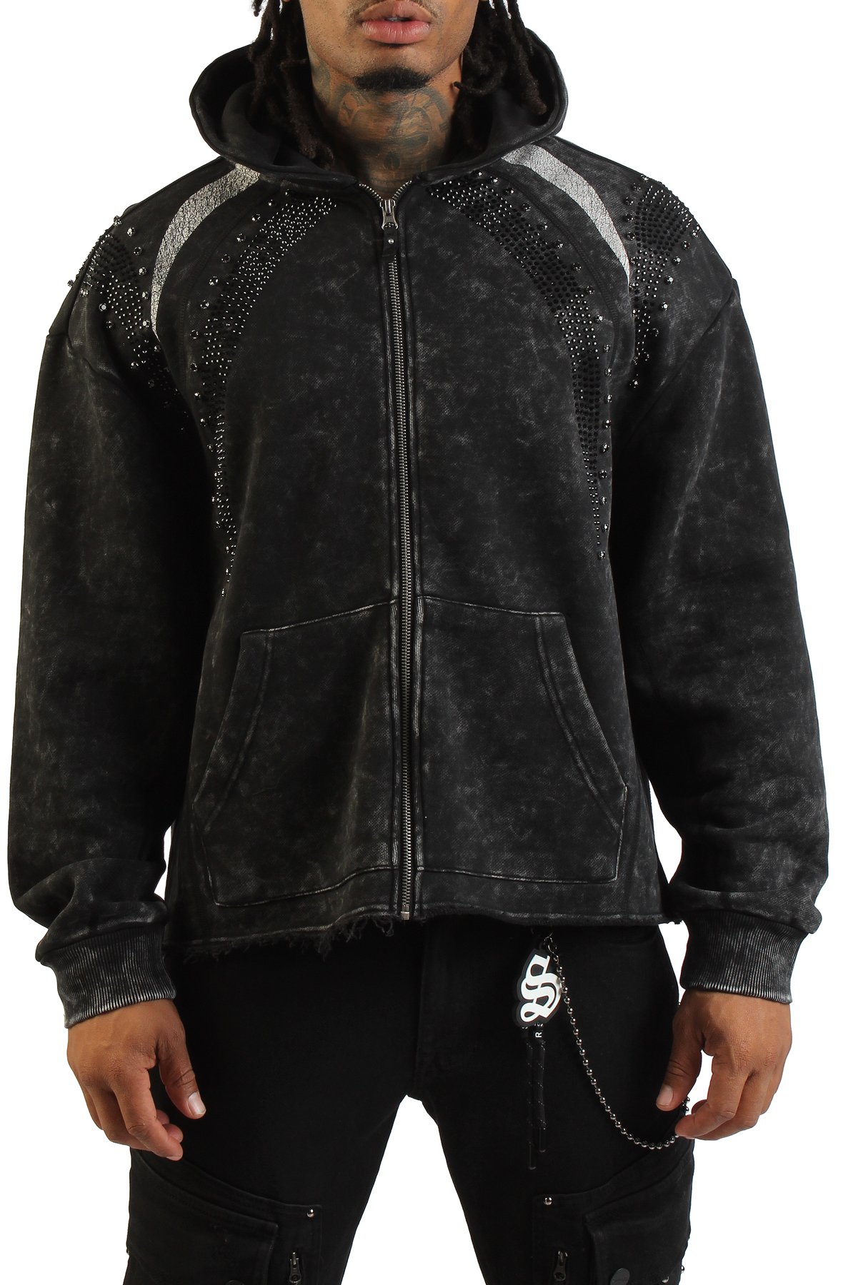 Rhinestone Zip Hoodie