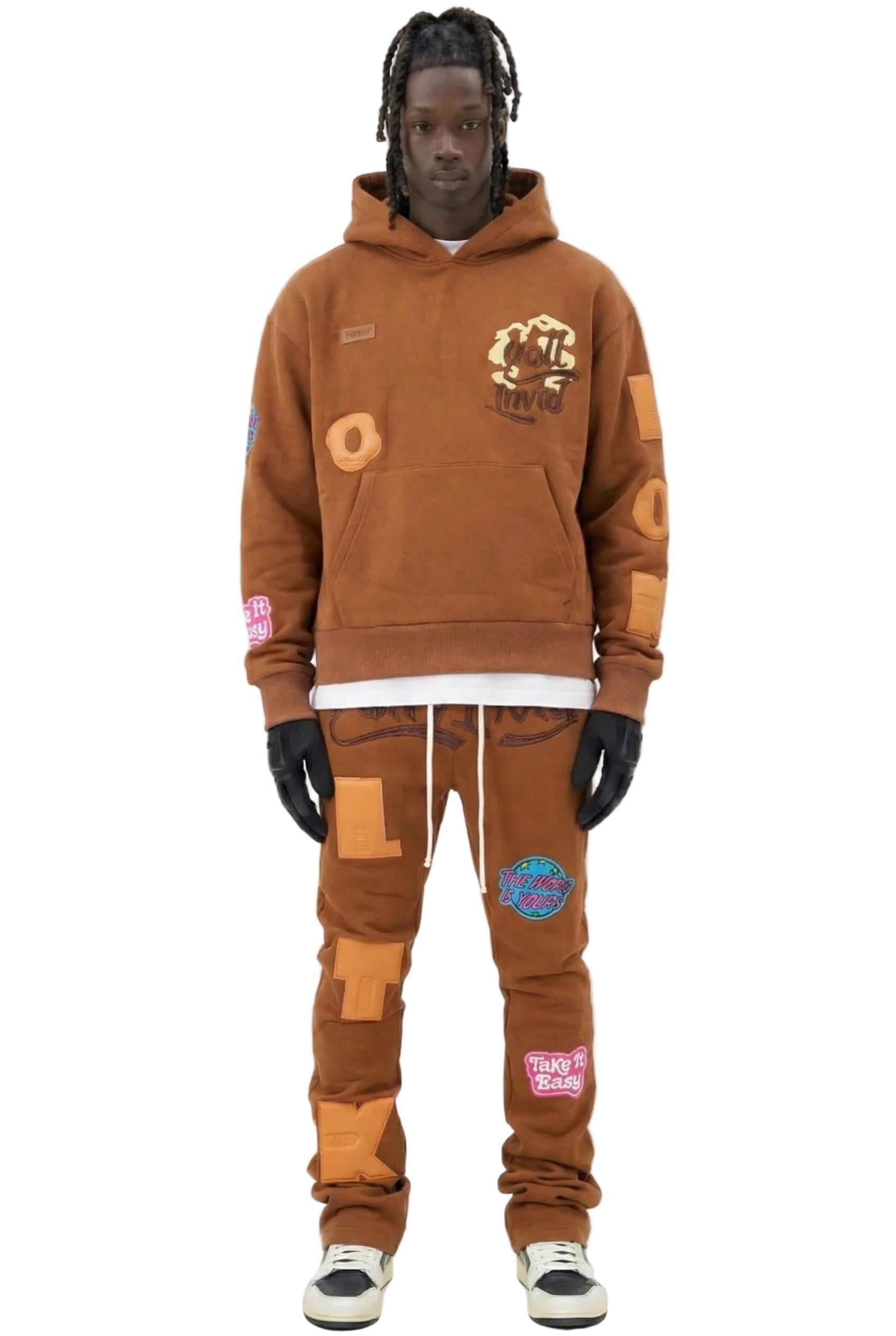 GEORGE Heavy weight brushed graphic pullover hoodie