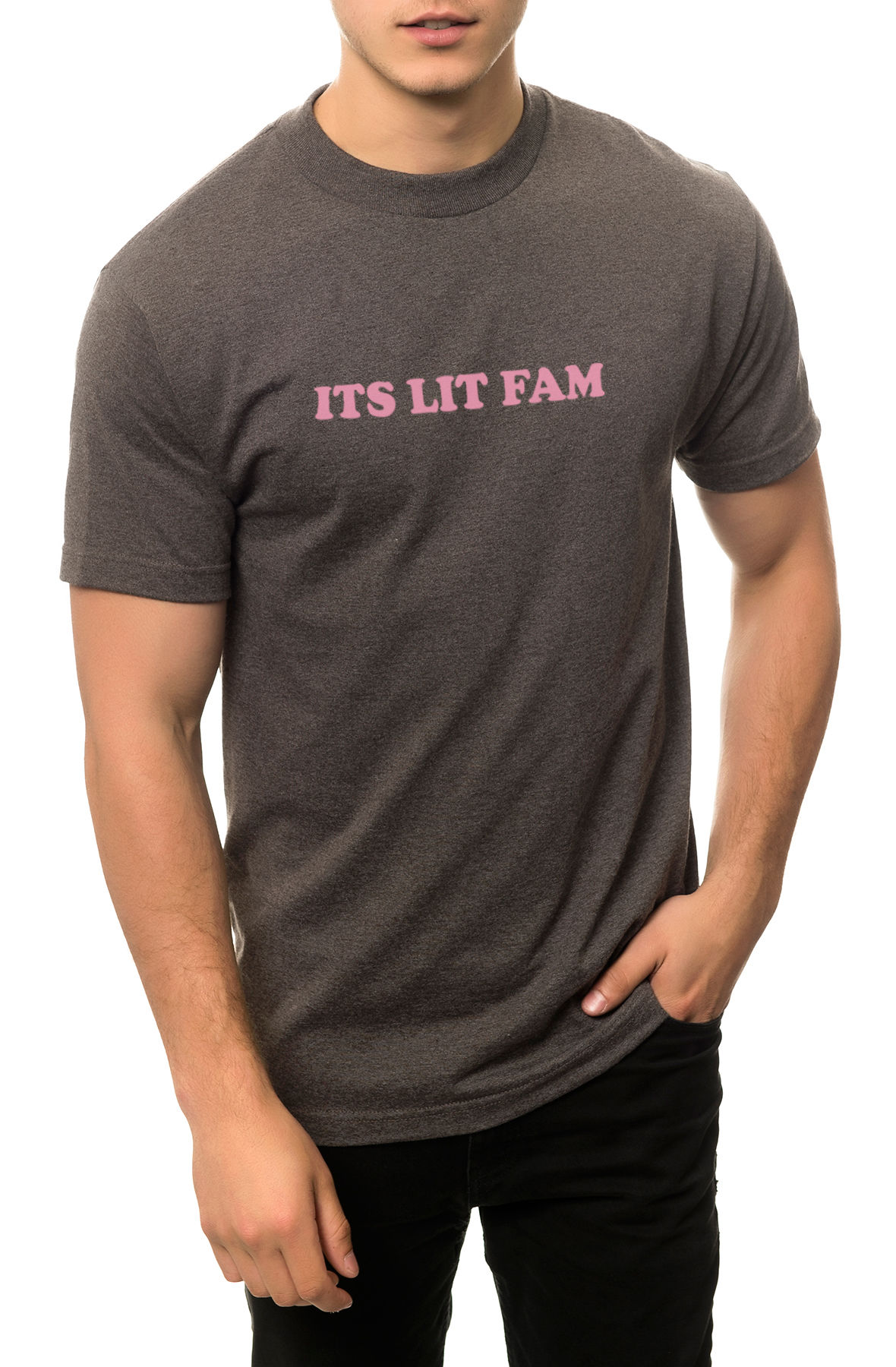 The Its Lit Fam Tee in Charcoal Heather